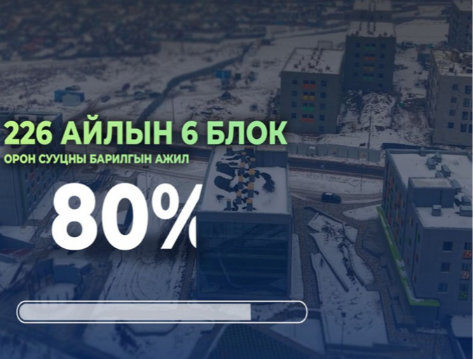 226 айлын 6 блок орон сууцны барилгын ажил 80 орчим хувьтай байна